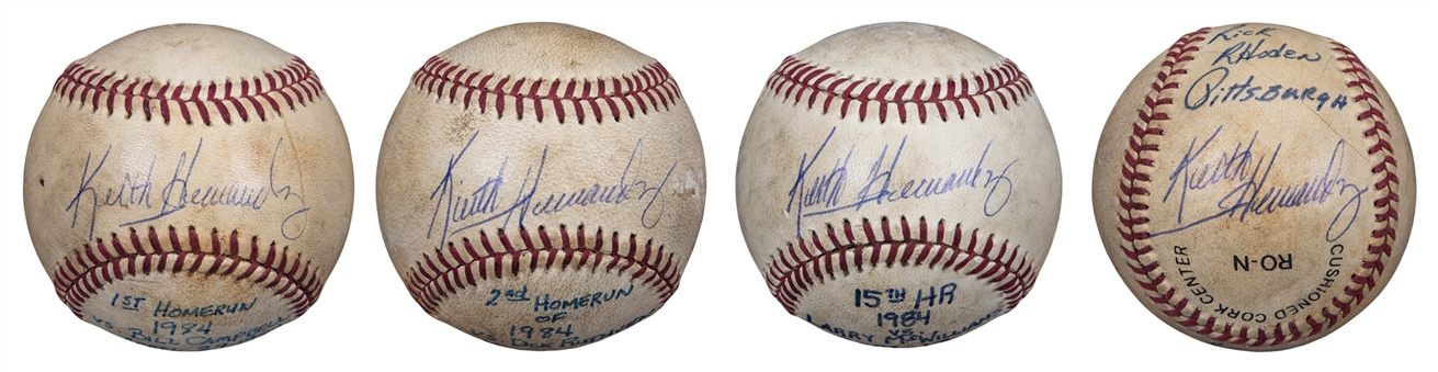 Lot of (4) 1984 Keith Hernandez Signed Home Run ONL Feeney Baseballs (Beckett PreCert)